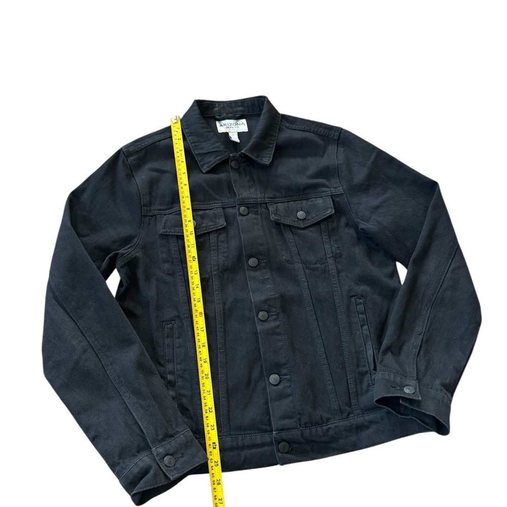 Arizona Jean Co Black Denim Jacket Mens Medium Trucker Jean Jacket Classic - Picture 2 of 4